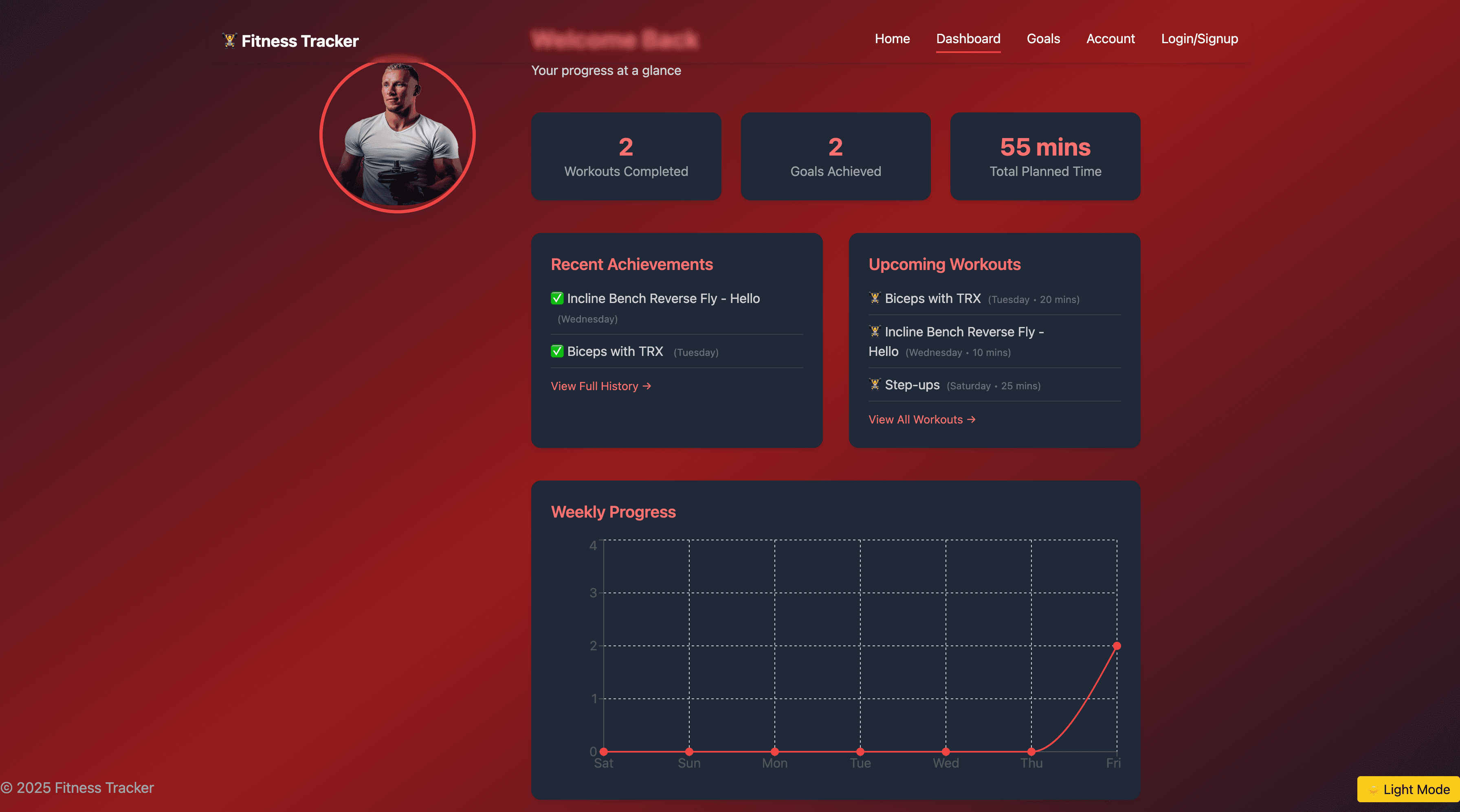 Fitness Tracker dashboard view